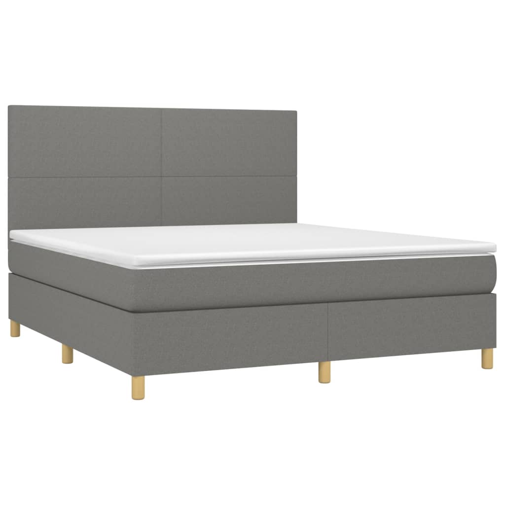 Letto a Molle Materasso e LED Grigio Scuro 180x200cm in Tessuto 3135294