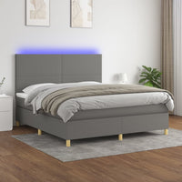 Letto a Molle Materasso e LED Grigio Scuro 180x200cm in Tessuto 3135294