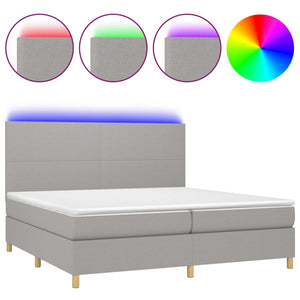 Letto a Molle Materasso e LED Grigio Chiaro 200x200 cm Tessuto cod mxl 63369