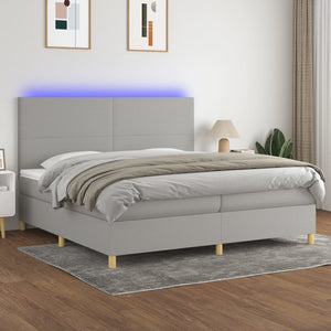 Letto a Molle Materasso e LED Grigio Chiaro 200x200 cm Tessuto cod mxl 63369