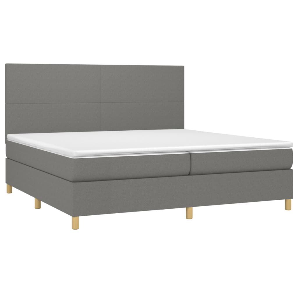 Letto a Molle Materasso e LED Grigio Scuro 200x200cm in Tessuto 3135302