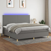 Letto a Molle Materasso e LED Grigio Scuro 200x200cm in Tessuto 3135302