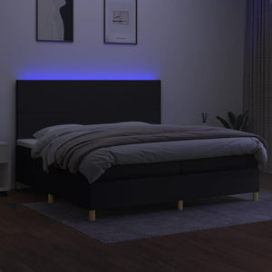 Letto a Molle Materasso e LED Nero 200x200cm in Tessuto cod mxl 55022