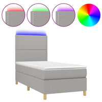 Letto a Molle Materasso e LED Grigio Chiaro 80x200 cm Tessuto cod mxl 40220