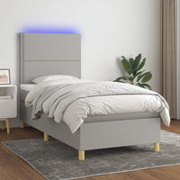 Letto a Molle Materasso e LED Grigio Chiaro 80x200 cm Tessuto cod mxl 40220