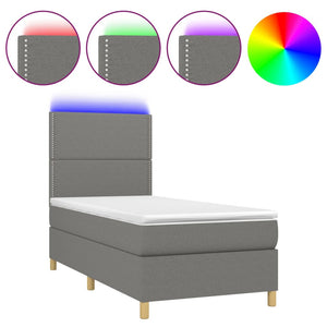 Letto a Molle Materasso e LED Grigio Scuro 80x200 cm in Tessuto cod mxl 58679