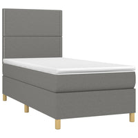 Letto a Molle Materasso e LED Grigio Scuro 80x200 cm in Tessuto cod mxl 58679