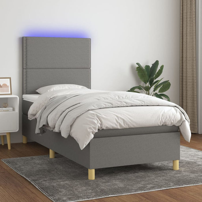 Letto a Molle Materasso e LED Grigio Scuro 80x200 cm in Tessuto 3135310