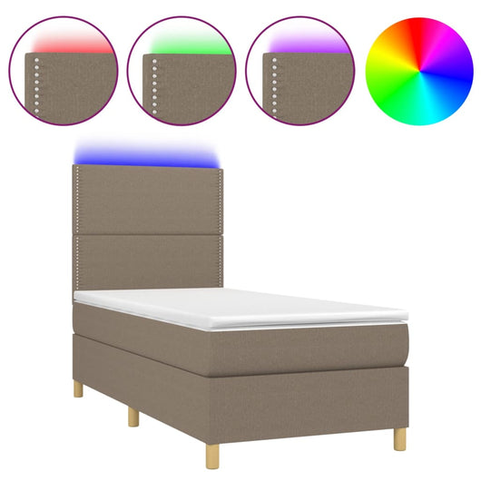 Letto a Molle con Materasso e LED Tortora 80x200 cm in Tessuto cod mxl 76556