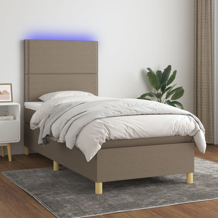 Letto a Molle con Materasso e LED Tortora 80x200 cm in Tessuto cod mxl 76556