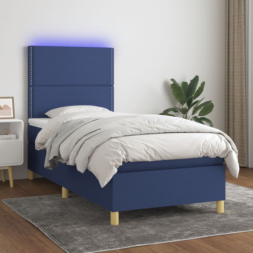 Letto a Molle con Materasso e LED Blu 80x200 cm in Tessutocod mxl 75010