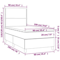 Letto a Molle con Materasso e LED Crema 90x190 cm in Tessuto cod mxl 62019