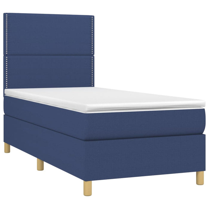 Letto a Molle con Materasso e LED Blu 90x190 cm in Tessuto 3135323