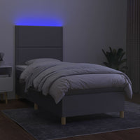 Letto a Molle Materasso e LED Grigio Chiaro 90x200 cm Tessuto cod mxl 55588