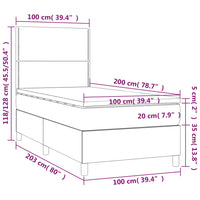 Letto a Molle con Materasso e LED Crema 100x200cm in Tessuto 3135338