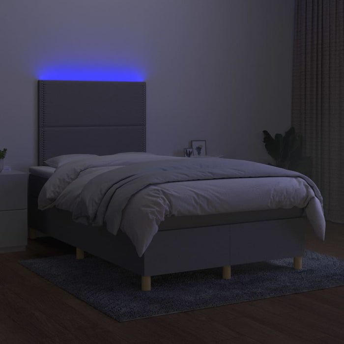 Letto a Molle Materasso e LED Grigio Chiaro 120x200 cm Tessuto cod mxl 56534