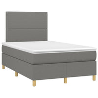 Letto a Molle Materasso e LED Grigio Scuro 120x200cm in Tessuto 3135342