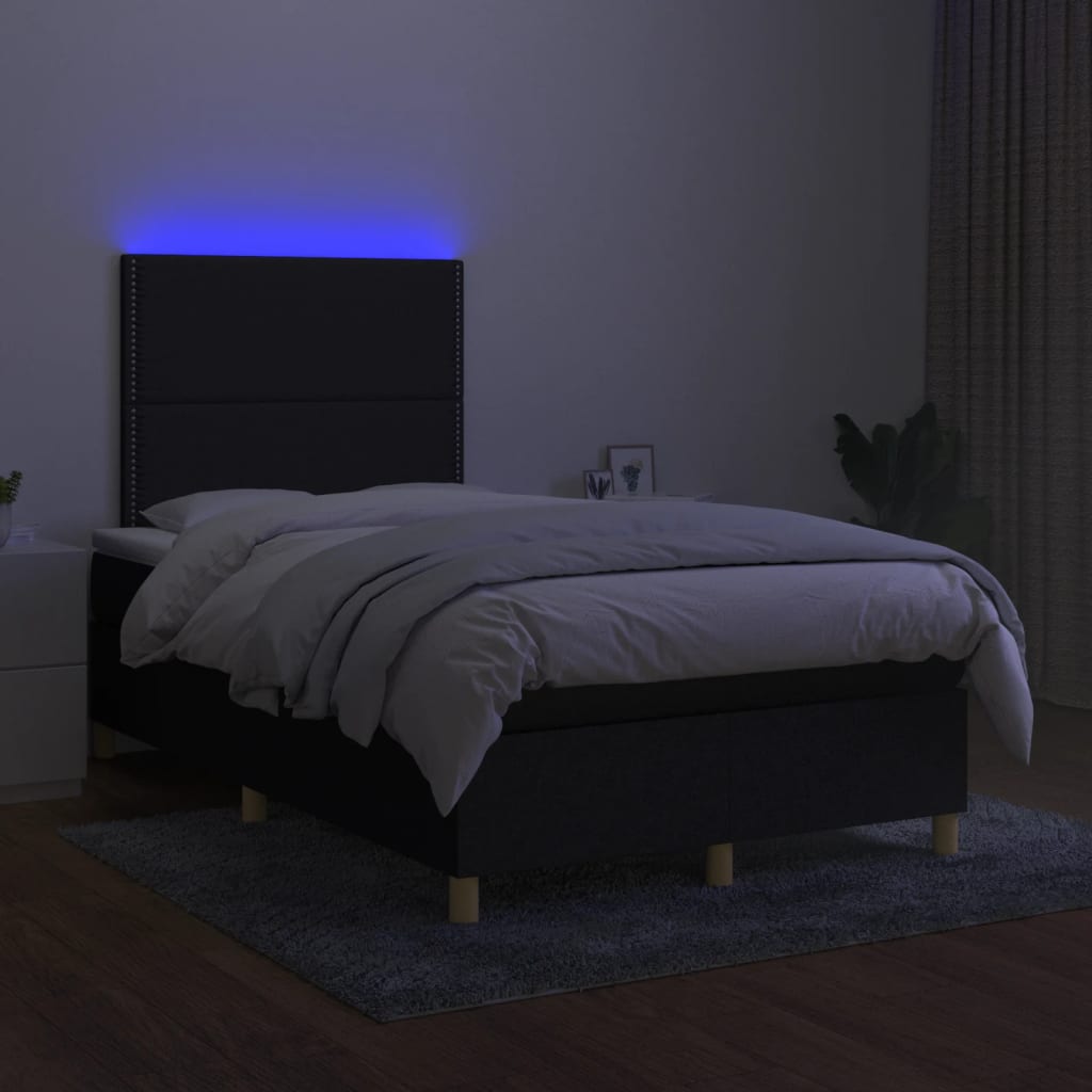 Letto a Molle con Materasso e LED Nero 120x200cm in Tessuto cod mxl 57778