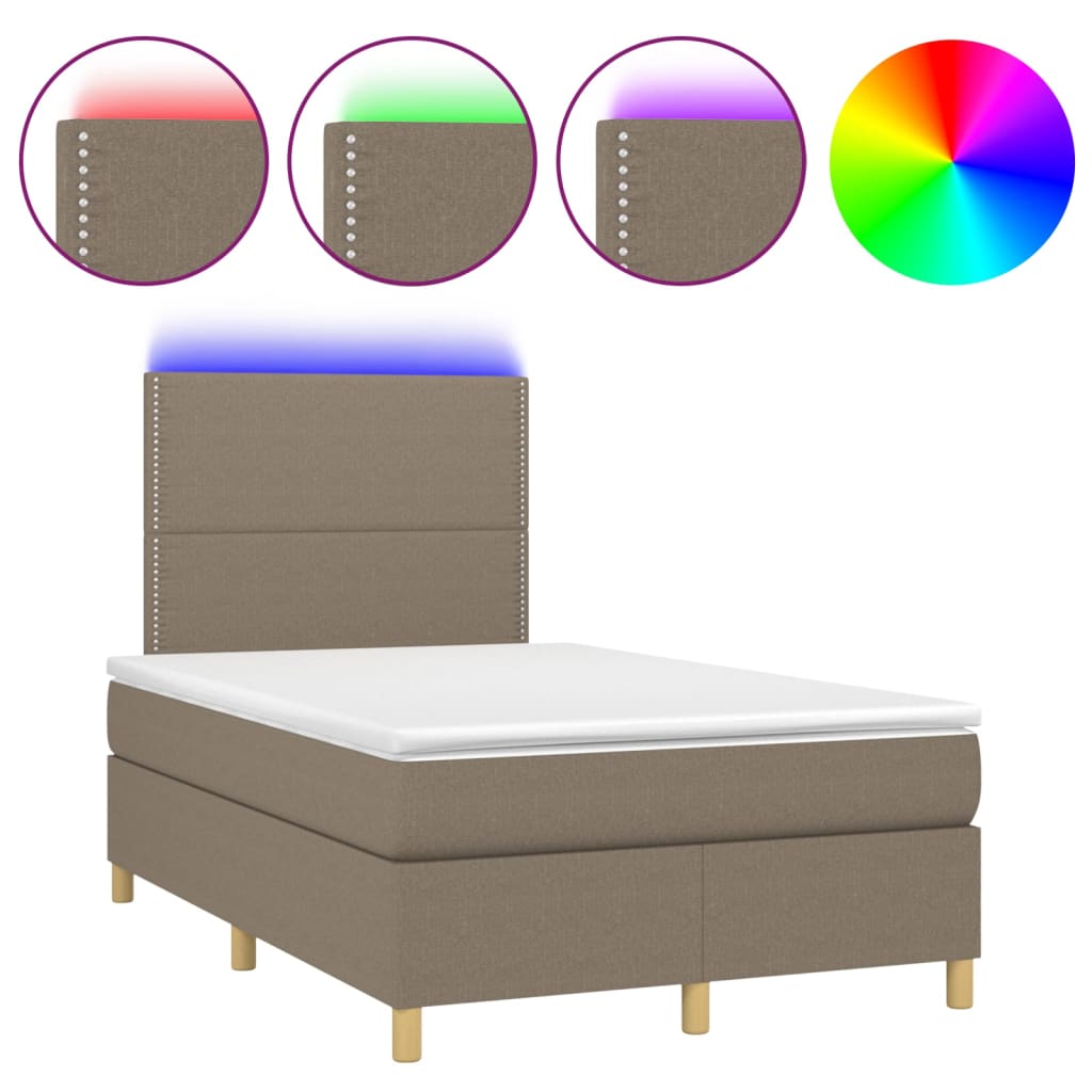 Letto a Molle con Materasso e LED Tortora 120x200cm in Tessuto cod mxl 54486