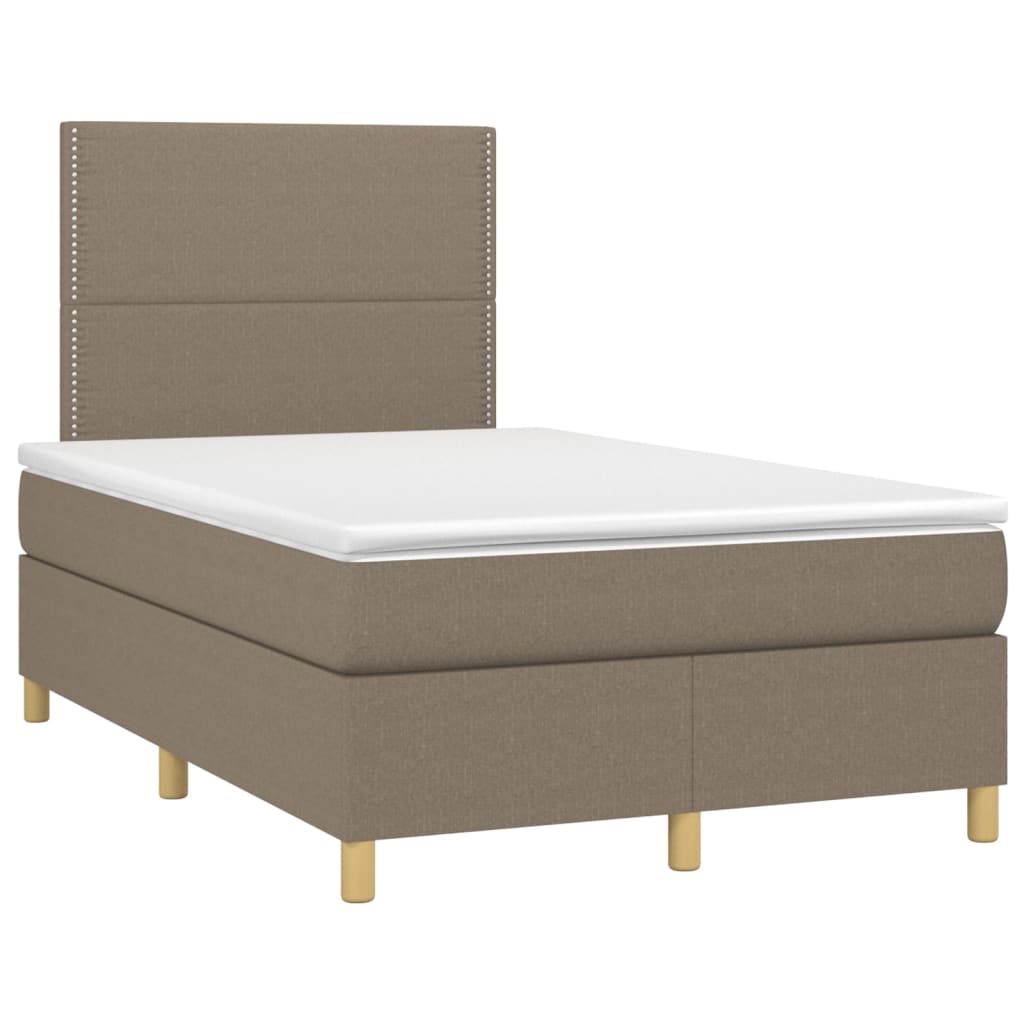 Letto a Molle con Materasso e LED Tortora 120x200cm in Tessuto 3135345