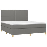 Letto a Molle Materasso e LED Grigio Scuro 160x200cm in Tessuto cod mxl 58675