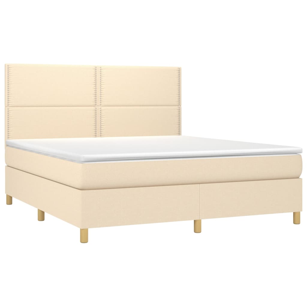 Letto a Molle con Materasso e LED Crema 160x200 cm in Tessutocod mxl 122942