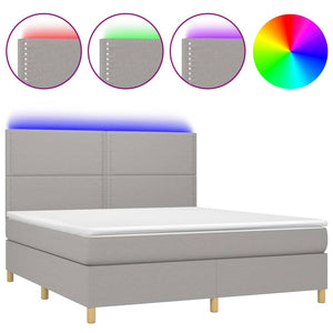 Letto a Molle Materasso e LED Grigio Chiaro 180x200 cm Tessuto cod mxl 55548