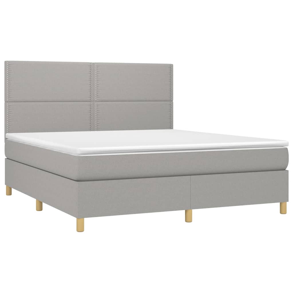 Letto a Molle Materasso e LED Grigio Chiaro 180x200 cm Tessuto cod mxl 55548