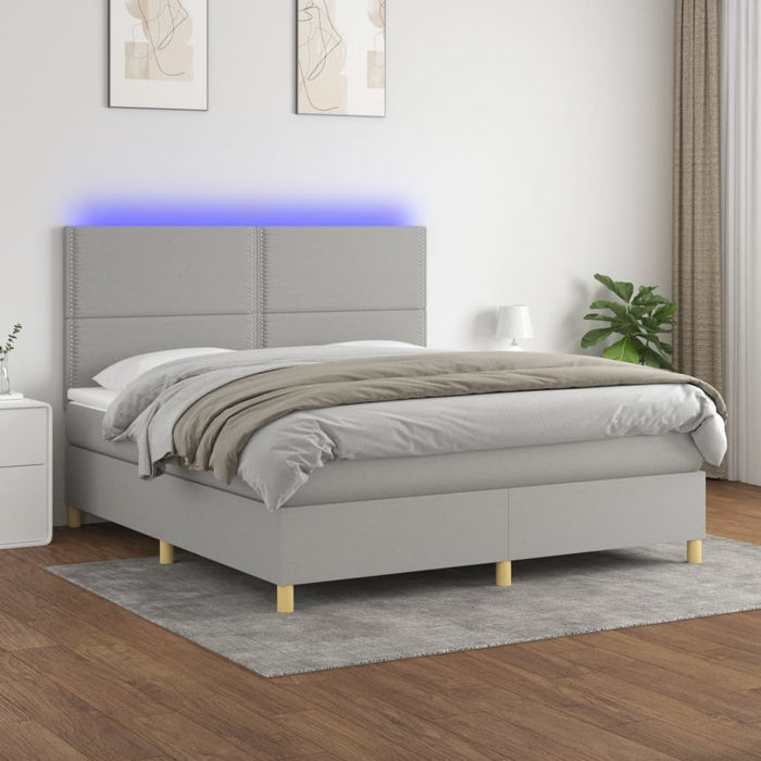 Letto a Molle Materasso e LED Grigio Chiaro 180x200 cm Tessuto cod mxl 55548