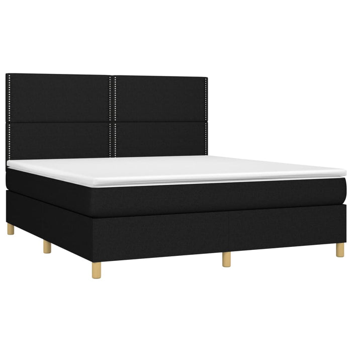 Letto a Molle con Materasso e LED Nero 180x200cm in Tessuto 3135375