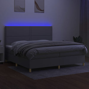 Letto a Molle Materasso e LED Grigio Chiaro 200x200 cm Tessuto cod mxl 56560