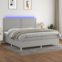 Letto a Molle Materasso e LED Grigio Chiaro 200x200 cm Tessuto cod mxl 56560