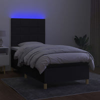 Letto a Molle con Materasso e LED Nero 80x200 cm in Tessuto cod mxl 61730