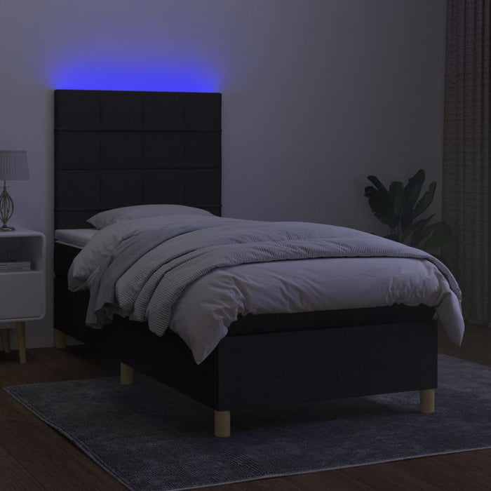 Letto a Molle con Materasso e LED Nero 80x200 cm in Tessuto cod mxl 61730