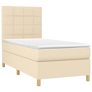 Letto a Molle con Materasso e LED Crema 90x190 cm in Tessuto 3135402