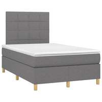 Letto a Molle Materasso e LED Grigio Scuro 120x200cm in Tessuto 3135422