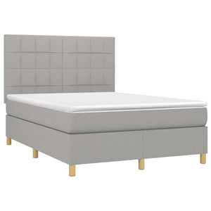 Letto a Molle Materasso e LED Grigio Chiaro 140x190 cm Tessutocod mxl 122949