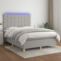 Letto a Molle Materasso e LED Grigio Chiaro 140x190 cm Tessutocod mxl 122949