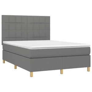 Letto a Molle Materasso e LED Grigio Scuro 140x190cm in Tessuto 3135430