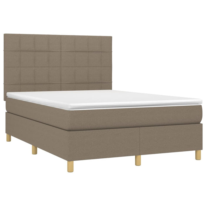 Letto a Molle con Materasso e LED Tortora 140x190 cm in Tessuto 3135433