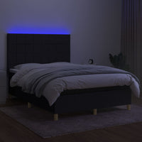 Letto a Molle con Materasso e LED Nero 140x200 cm in Tessuto 3135439