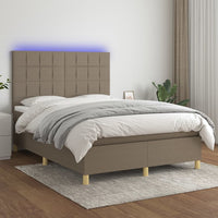 Letto a Molle con Materasso e LED Tortora 140x200 cm in Tessuto 3135441