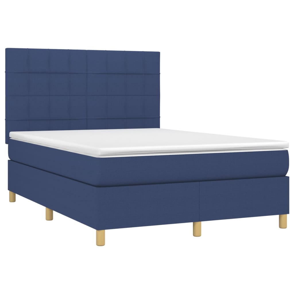 Letto a Molle con Materasso e LED Blu 140x200 cm in Tessutocod mxl 122948