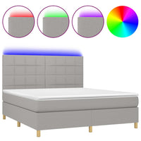 Letto a Molle Materasso e LED Grigio Chiaro 160x200 cm Tessuto 3135445