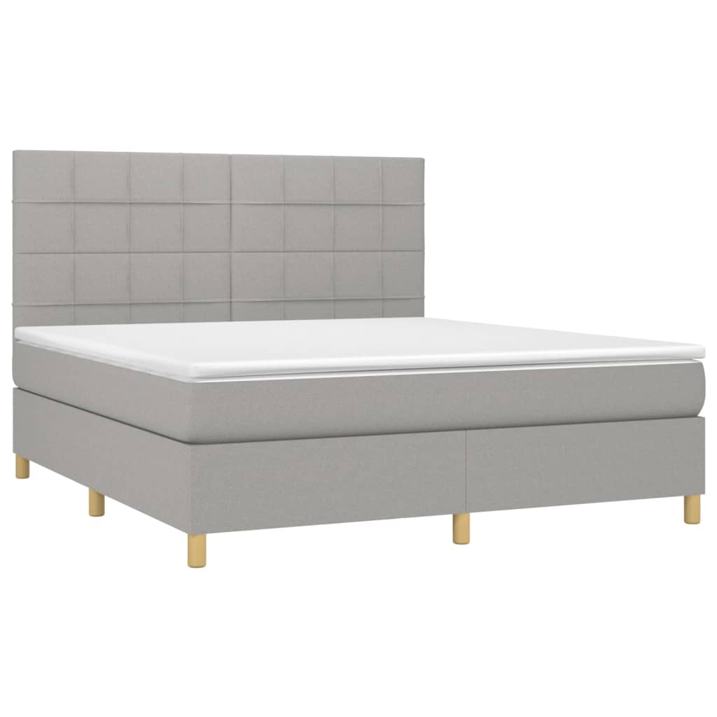 Letto a Molle Materasso e LED Grigio Chiaro 160x200 cm Tessuto cod mxl 60602