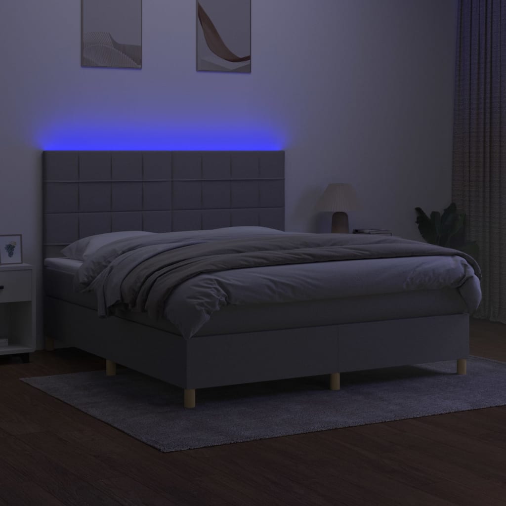 Letto a Molle Materasso e LED Grigio Chiaro 160x200 cm Tessuto 3135445