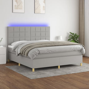 Letto a Molle Materasso e LED Grigio Chiaro 160x200 cm Tessuto 3135445