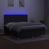 Letto a Molle con Materasso e LED Nero 160x200 cm in Tessuto 3135447