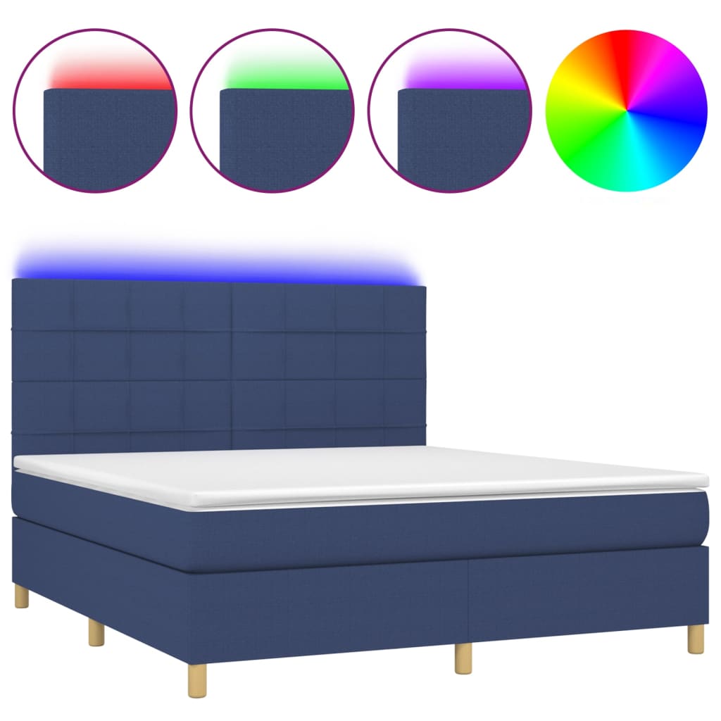 Letto a Molle con Materasso e LED Blu 180x200 cm in Tessutocod mxl 99008