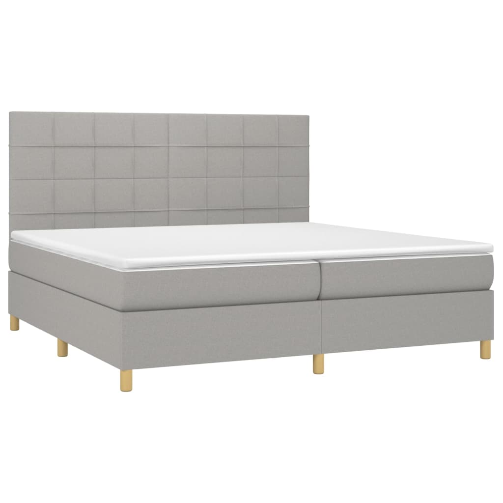 Letto a Molle Materasso e LED Grigio Chiaro 200x200 cm Tessuto cod mxl 65154